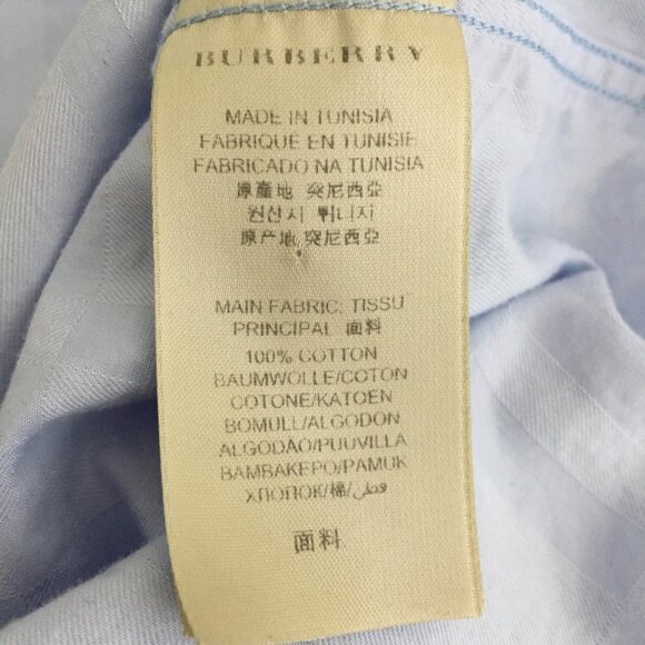 BURBERRY LONDON Mens Large 15 1/2 -39 Dress Shirt Button Down Light Blue Cotton - Picture 12 of 14